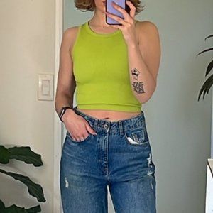 Sunday Best Lime Green Cropped ribbed Tanktop